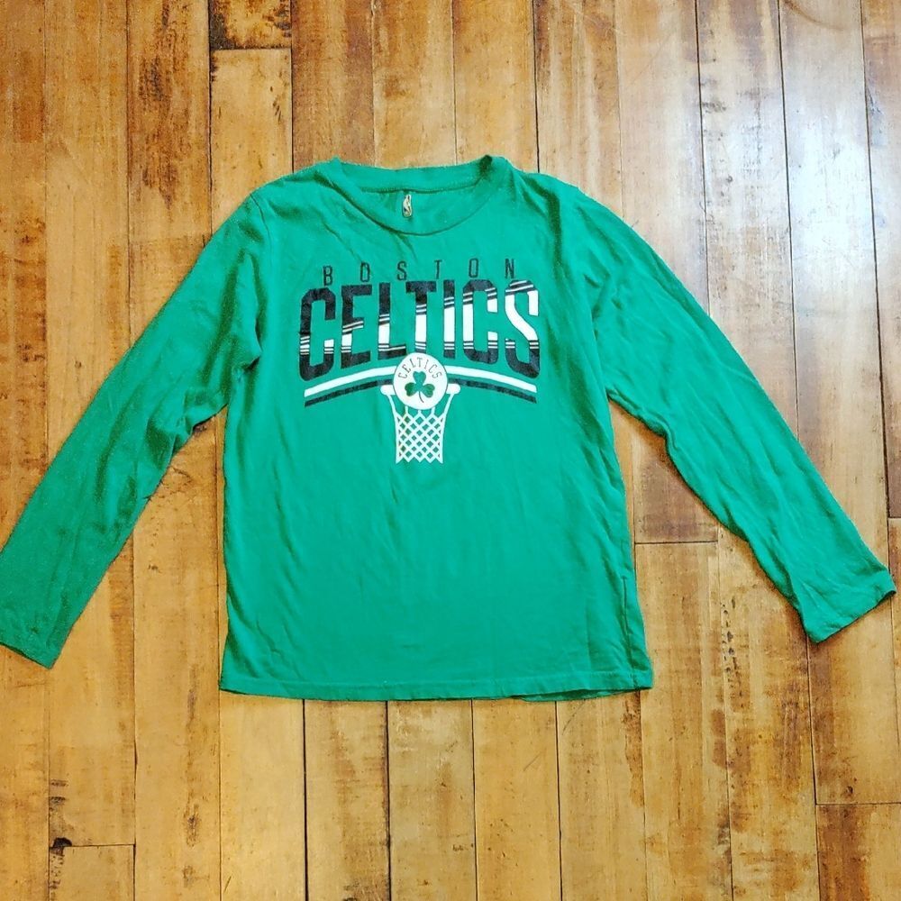 NBA Boston Celtics Green Long Sleeve 10 to 11 Medium Boys Cotton Fall Winter